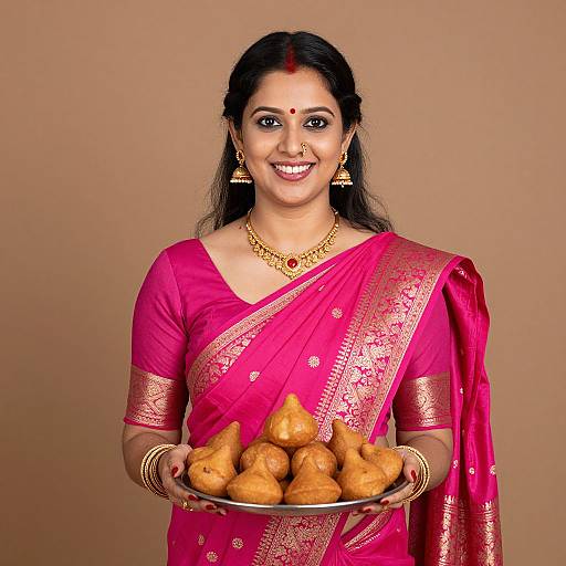 Smiling Woman with Golden Vadas