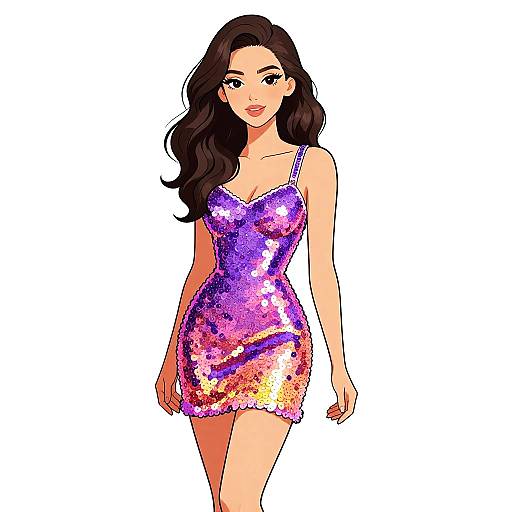 Playful Sequined Gradient Party Dress