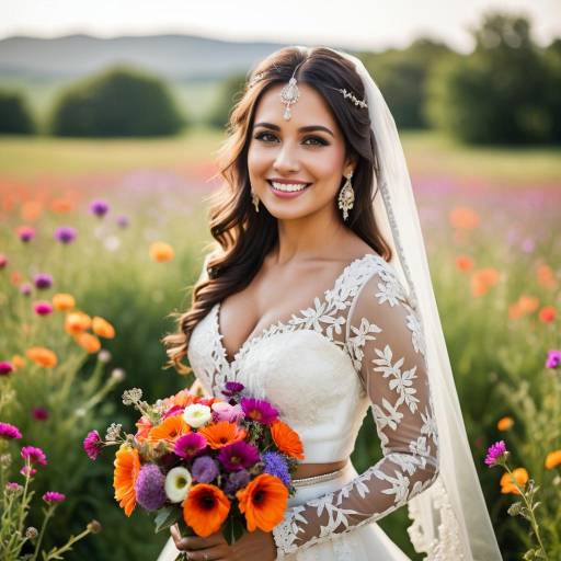 Joyful Middle Eastern Bride in Floral Meadow