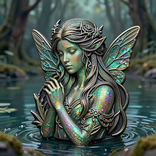 Ethereal Nymph Line Art Trinket