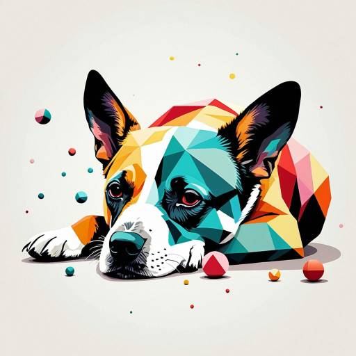 Geometric Digital Illustration of a Dog