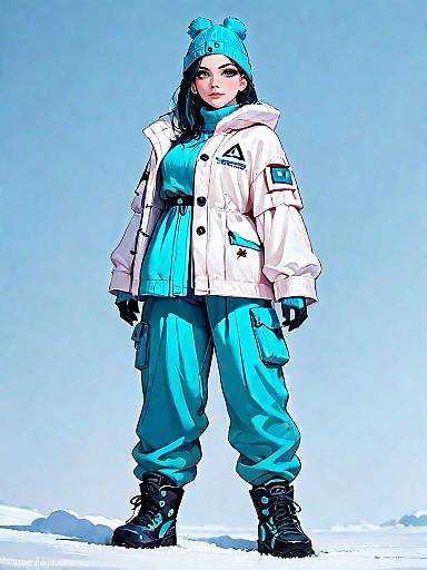 Woman in Modern Winter Sportswear on Snow