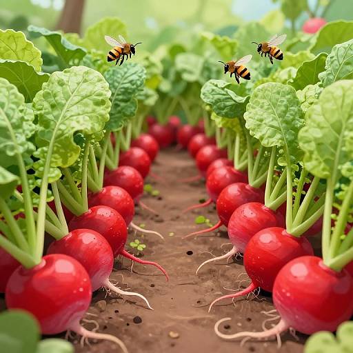 Surreal Garden Path with Giant Radishes