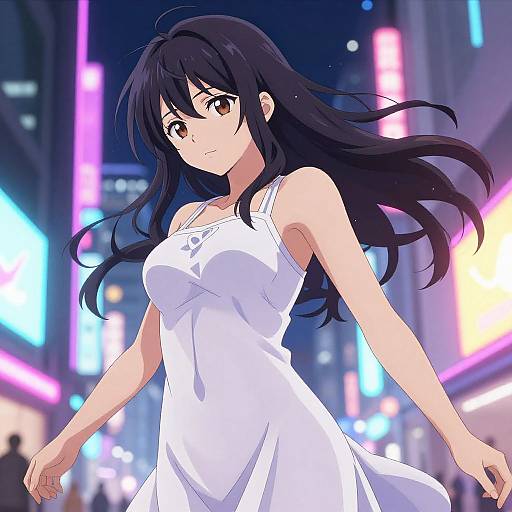 Dynamic Anime Femboy Neon Nightscape