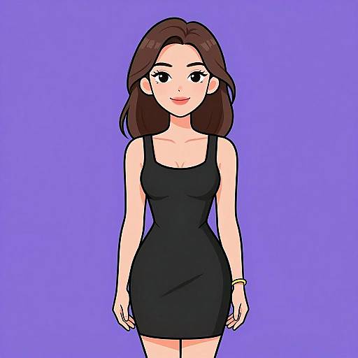 Smiling Woman in Minimalist Black Dress