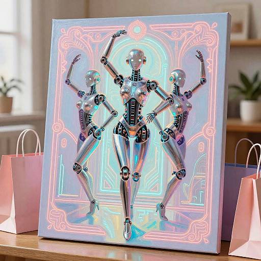 Futuristic Robotic Dancers in Neon