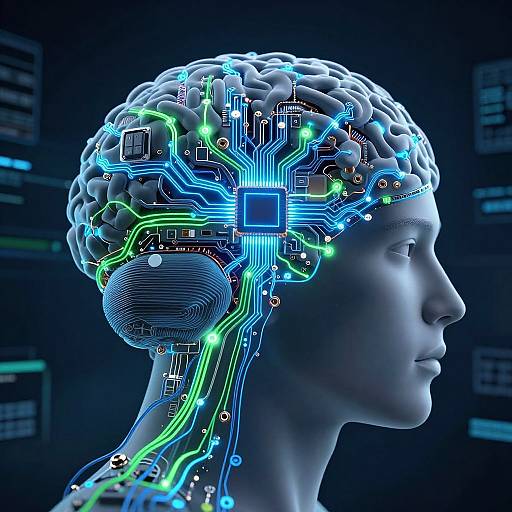 Futuristic Brain Cybernetic Fusion