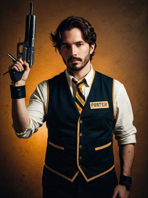 Man in Gus Porter Costume Holding Gun
