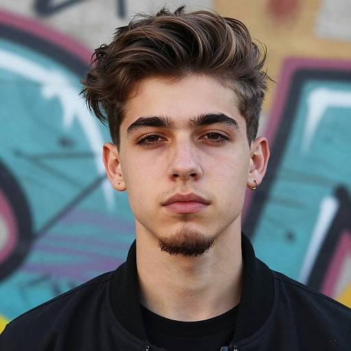 Confident Teen with Goatee and Streetwear