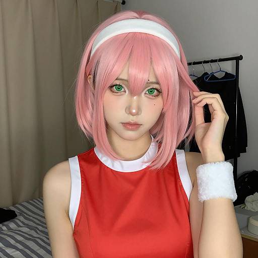 Stylish Young Woman Portrait in Red Dress