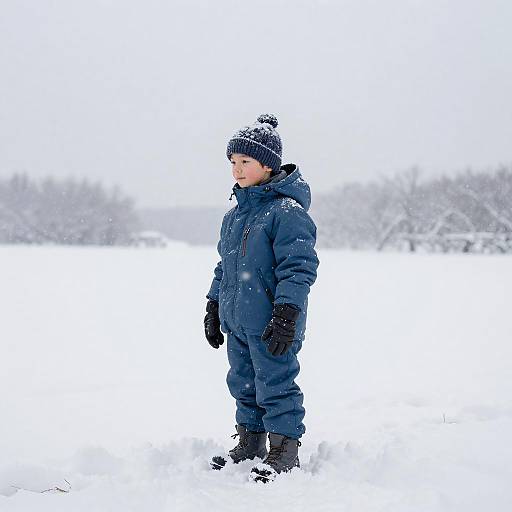 Winter Tranquility: Boy in Snow