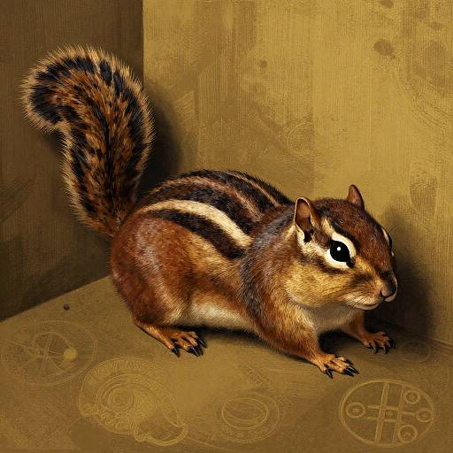 Alert Chipmunk in Rich Brown and Gold