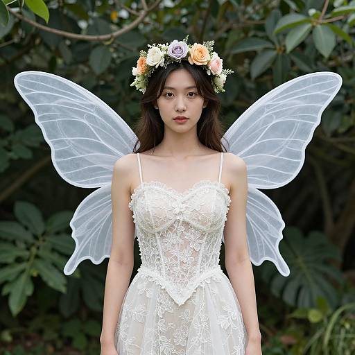 Elegant Fairy Costume with Floral Crown