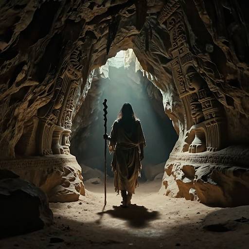 Ethereal Figure in Mysterious Cave
