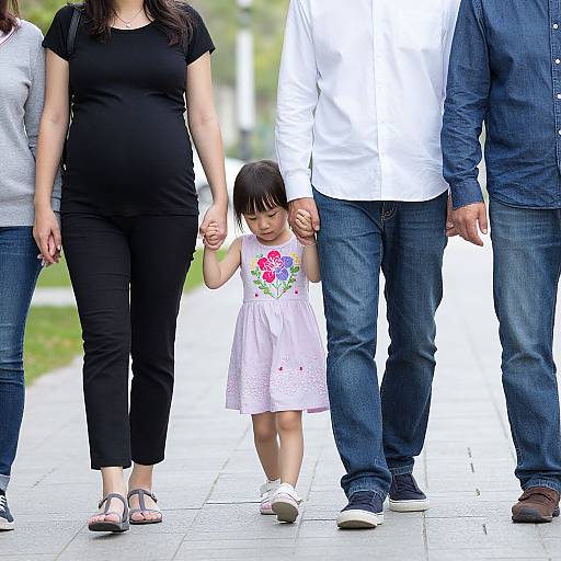 Family Stroll with Pregnant Mother