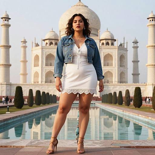 Curvy Woman at Taj Mahal Sunrise
