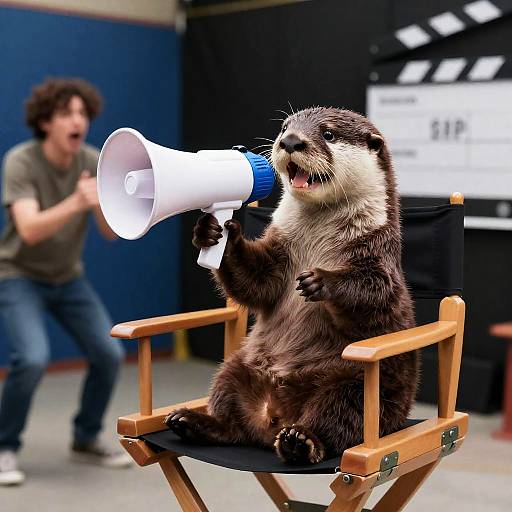 Otter Director with Megaphone on Movie Set