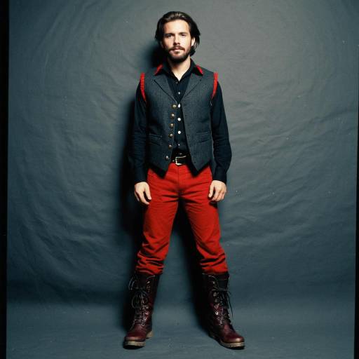 Man in Vintage Vest and Red Pants