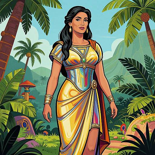 Elegant Roman Woman in Jungle Setting