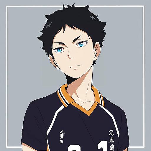 Illustration of Akaashi keiji, haikyuu!! in the style of Fukuro daizi