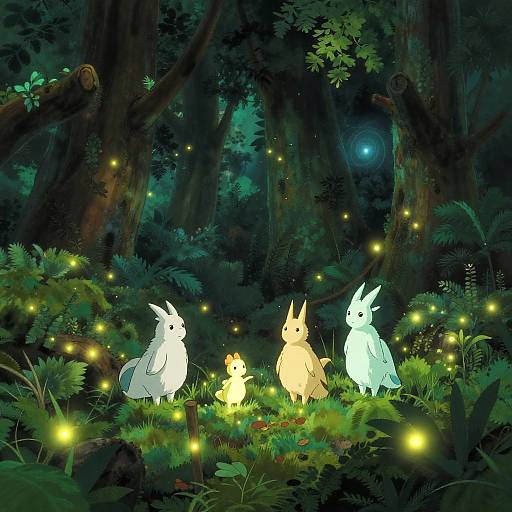 Mystical Ghibli Forest Glade Wallpaper