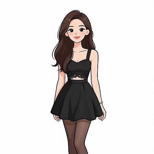 Smiling Woman in Chic Black Dress