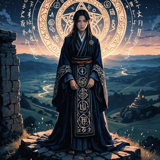 Solemn Mage in Mystical Robe at Twilight
