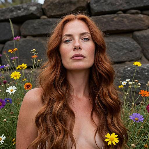 Serene Aboriginal Woman with Wildflowers