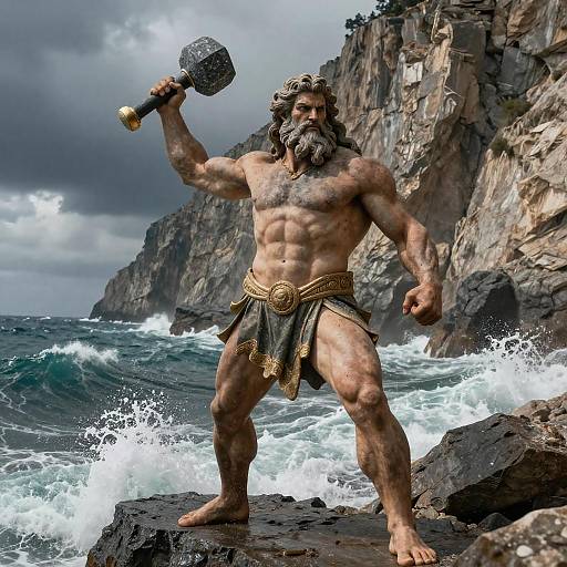 Majestic Greek Titan by Stormy Sea