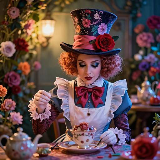 Mad Hatter Tea Party with Floral Hat