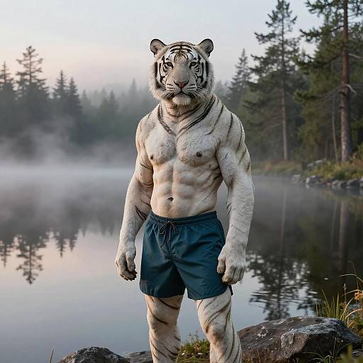 Misty Boreal Dawn White Tiger Anthro