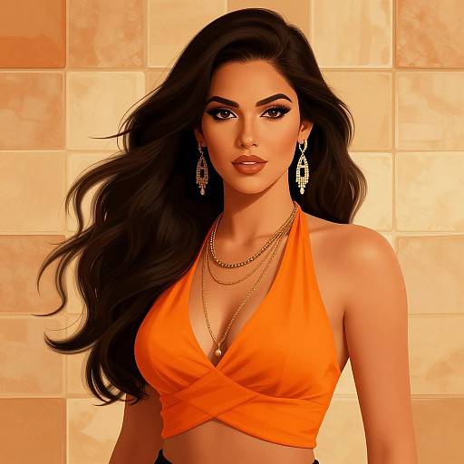 Confident Woman in Stylish Orange Top