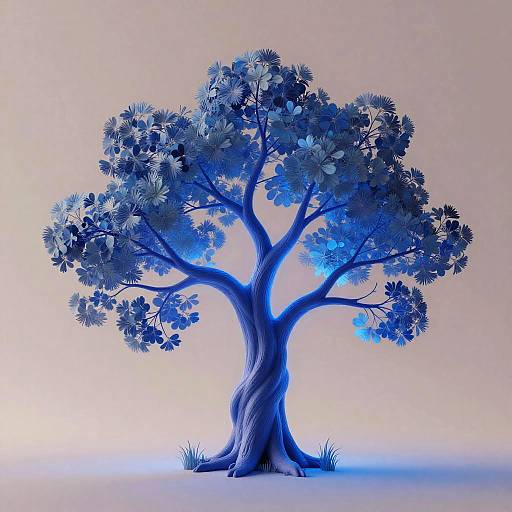 Navy Tree Light Painting Art