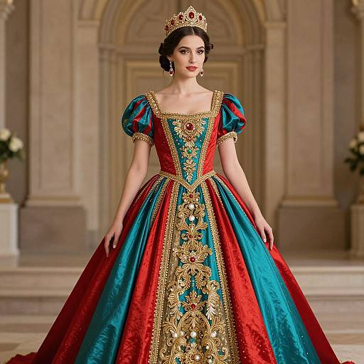 Regal Woman in Vibrant Gown