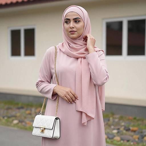 Curvy Woman in Pink Hijab Pose