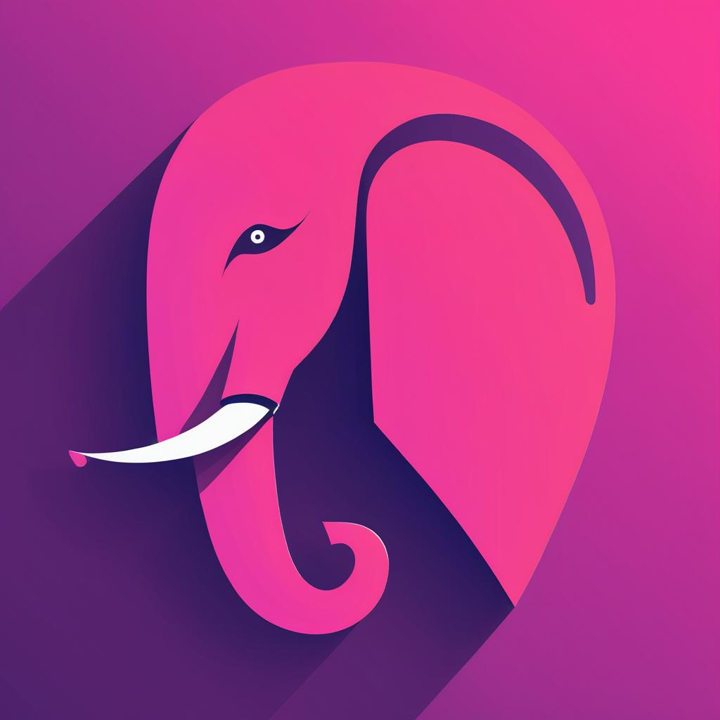 Minimalist Pink Elephant Side Portrait