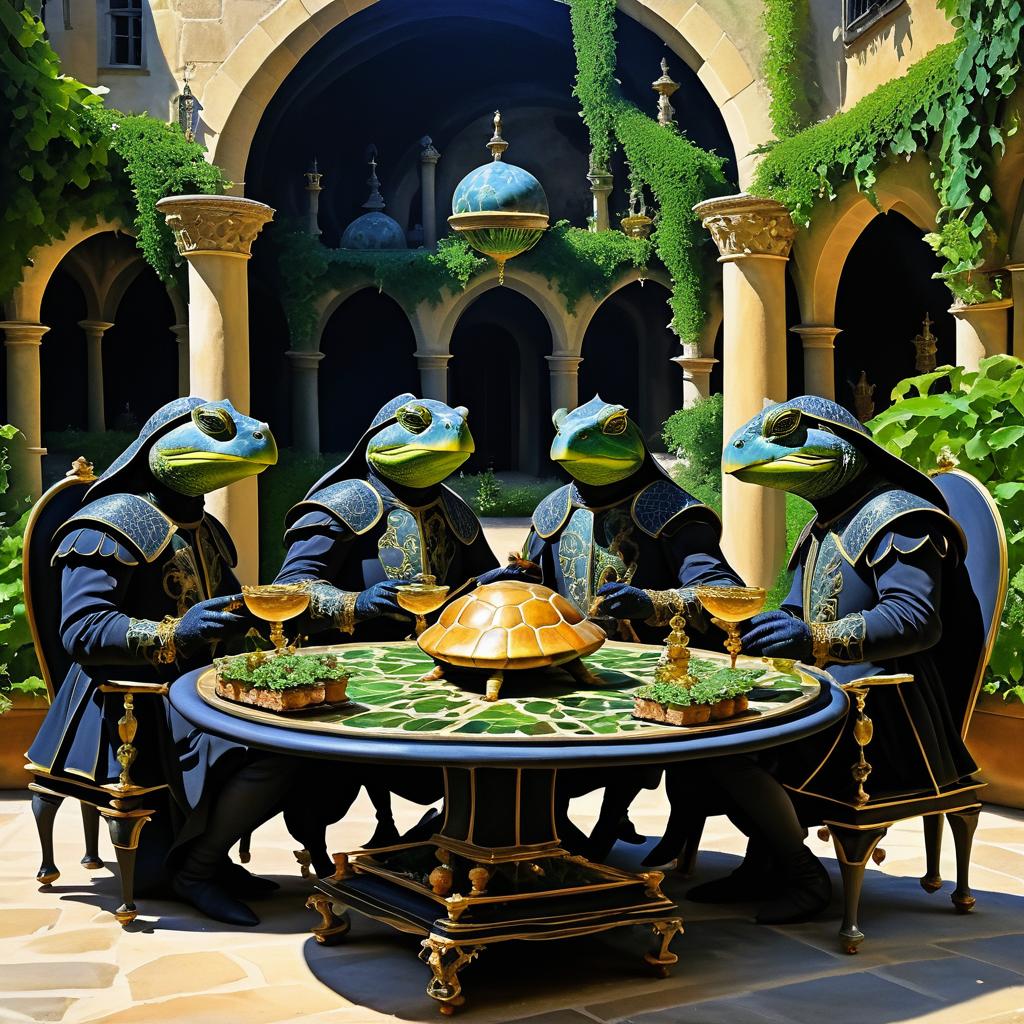 Surreal Royal Feast with Turtles