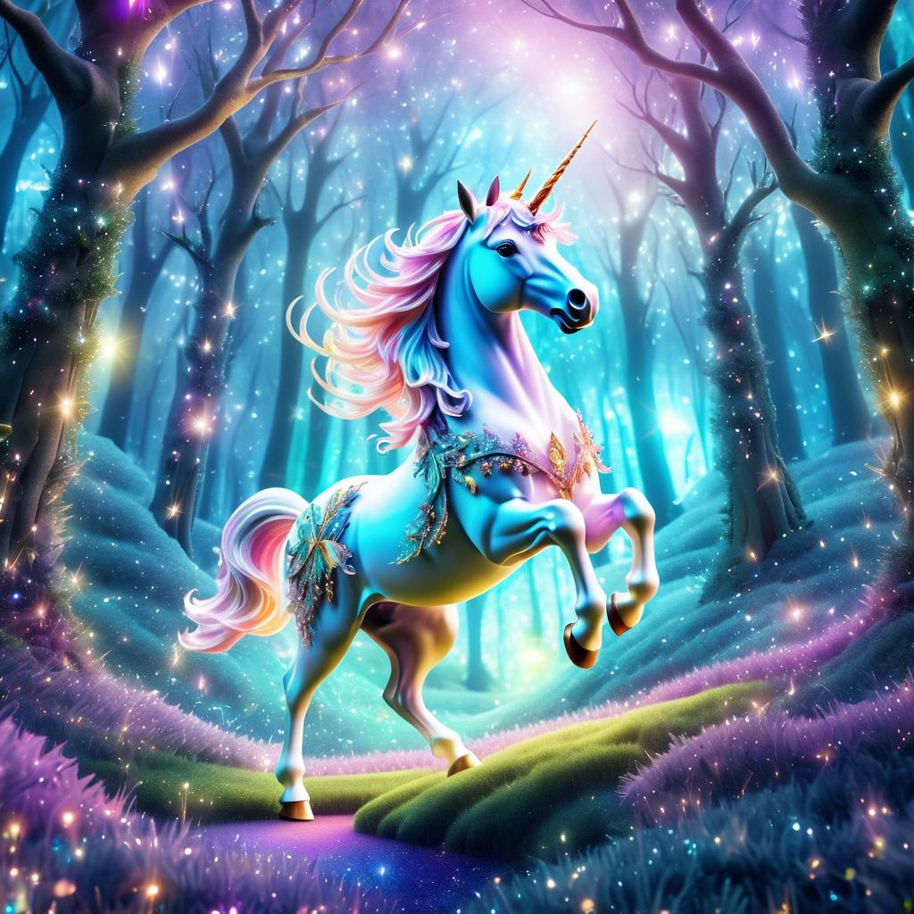 Majestic Unicorn in Enchanted Forest