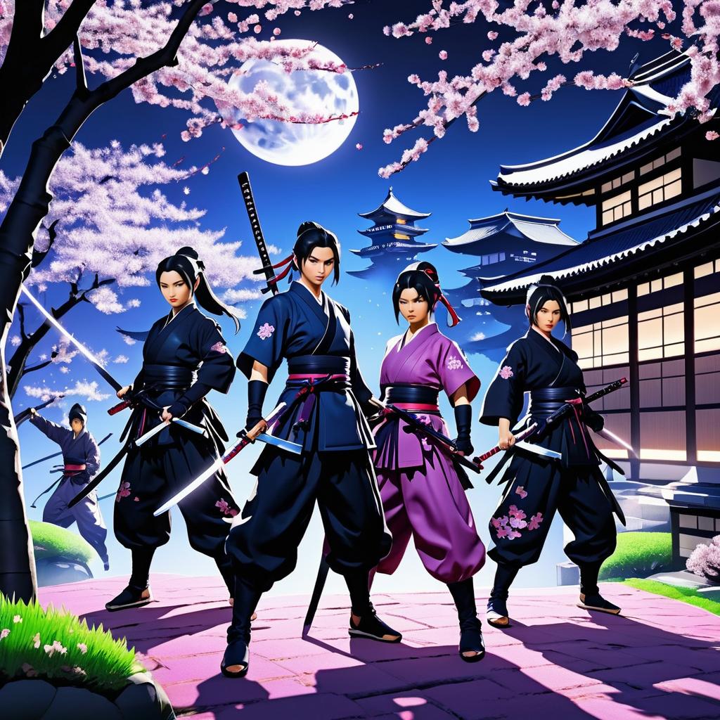 Ninja Squad in Moonlit Cherry Blossom Village