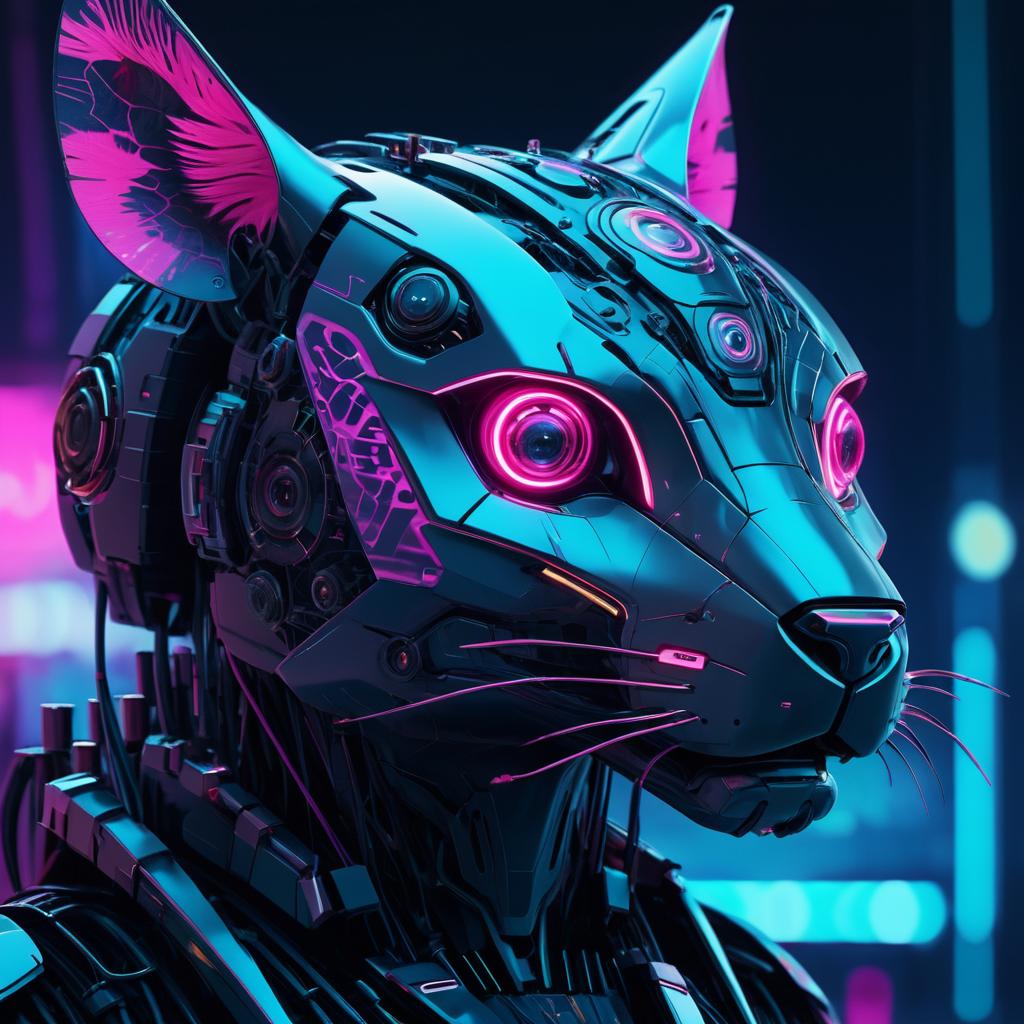 Cyberpunk Robotic Animal Portrait