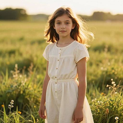 Young Girl in Sunlit Meadow