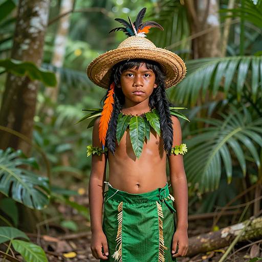 Tribal Boy in Jungle Costume