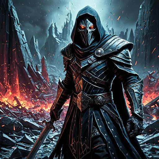 Vengeful Revenant with Glowing Eyes in Dark Battlefield