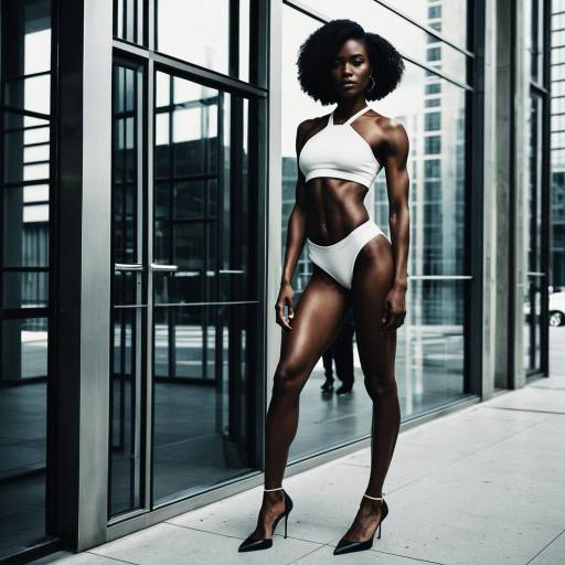 Elegant African Woman in White Crop Top and High Heels