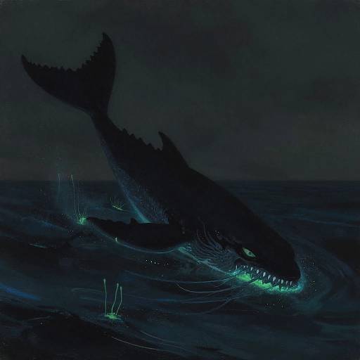 Bioluminescent Kraken Night Scene