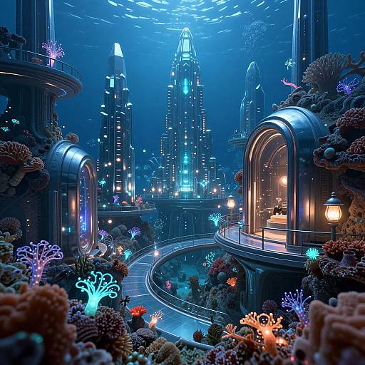 Futuristic Underwater Coral Metropolis