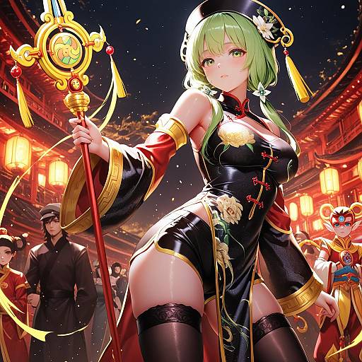 Illustration of Dragon kid, tiger & bunny in the style of Fantongjun