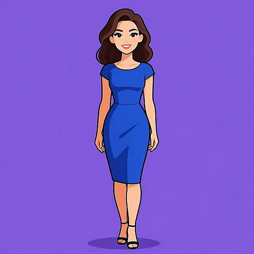 Elegant Woman in Royal Blue Dress