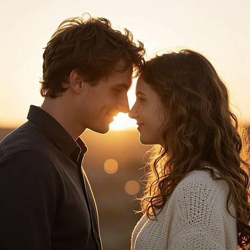 Romantic Sunset Couple Embrace