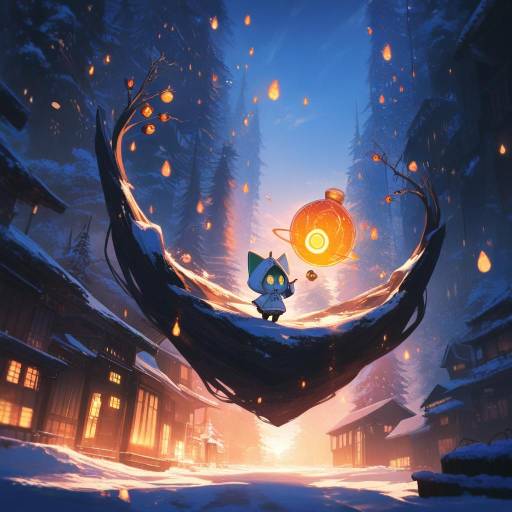 Adorable Chibi in Cozy Winter Village